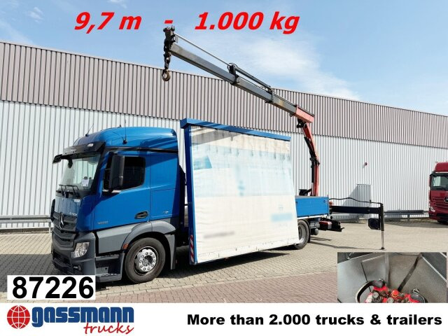 Mercedes-Benz Actros 1836 L 4x2, Glastransporter, Heckkran - Бордови камион, Камион с кран: снимка 1 Mercedes-Benz Actros 1836 L 4x2, Glastransporter, Heckkran - Бордови камион, Камион с кран: снимка 1