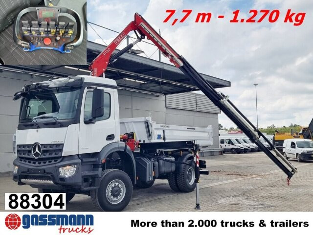 Mercedes-Benz Arocs 1832 AK 4x4, MultimediaCockpit, Navi, Kran - Самосвал камион, Камион с кран: снимка 1 Mercedes-Benz Arocs 1832 AK 4x4, MultimediaCockpit, Navi, Kran - Самосвал камион, Камион с кран: снимка 1