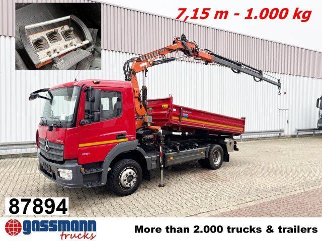 Mercedes-Benz Atego 1221 K 4x2 mit Kran Atlas AK 75.2, Funk, - Самосвал камион, Камион с кран: снимка 1 Mercedes-Benz Atego 1221 K 4x2 mit Kran Atlas AK 75.2, Funk, - Самосвал камион, Камион с кран: снимка 1