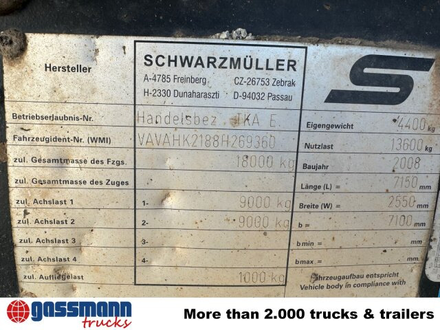 Schwarzmüller TKA 18, Alu-Bordwände, ca. 11m³ - Самосвал ремарке: снимка 2 Schwarzmüller TKA 18, Alu-Bordwände, ca. 11m³ - Самосвал ремарке: снимка 2