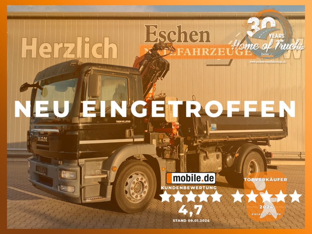 MAN TGM 15.250 4x2 BL / Atlas AK 88.3 Faltkran - Самосвал камион, Камион с кран: снимка 1 MAN TGM 15.250 4x2 BL / Atlas AK 88.3 Faltkran - Самосвал камион, Камион с кран: снимка 1