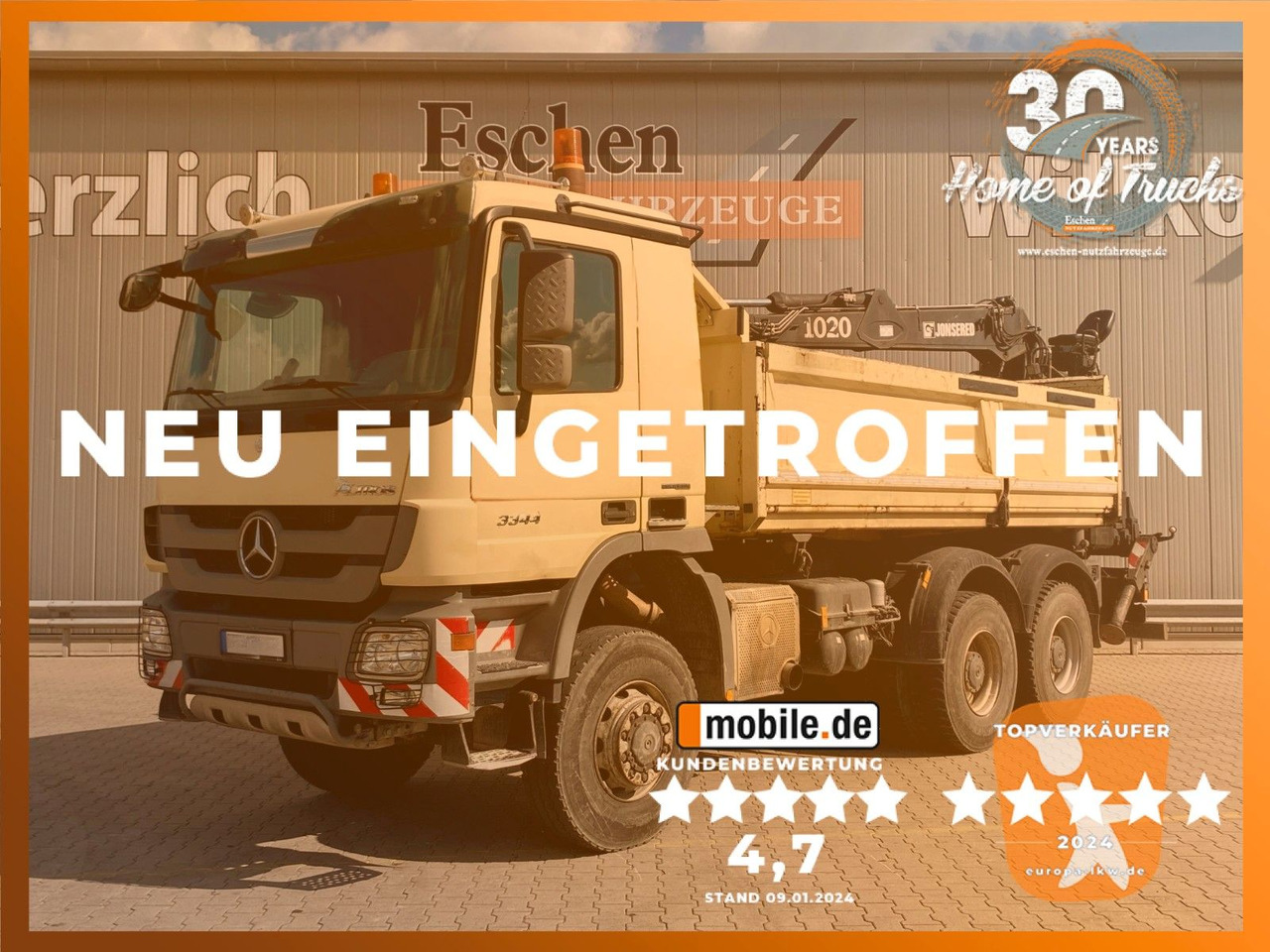 Mercedes-Benz Actros MP3 3344 6x6|MEILLER&Bordmatik*Kran*Blatt - Самосвал камион, Камион с кран: снимка 1 Mercedes-Benz Actros MP3 3344 6x6|MEILLER&Bordmatik*Kran*Blatt - Самосвал камион, Камион с кран: снимка 1