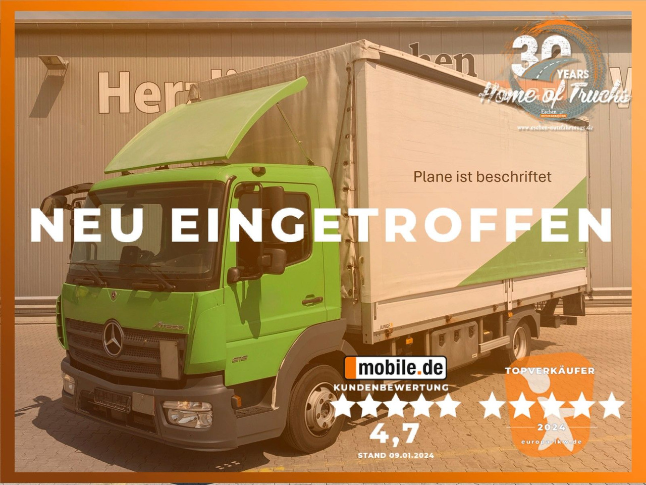 Mercedes-Benz Atego 818 | MBB LBW 1,00to.*Edscha*2x Gardine*AC - Камион с брезент: снимка 1 Mercedes-Benz Atego 818 | MBB LBW 1,00to.*Edscha*2x Gardine*AC - Камион с брезент: снимка 1