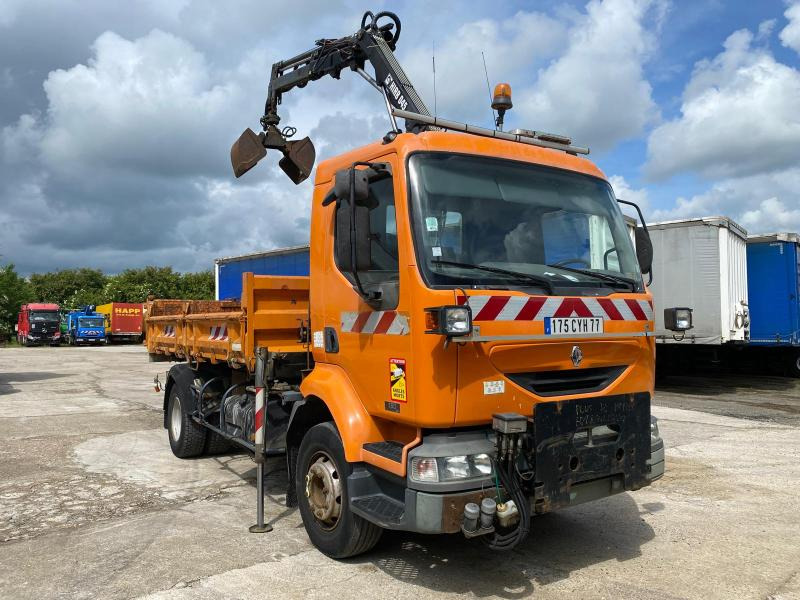 Renault Midlum 180 - Самосвал камион, Камион с кран: снимка 1 Renault Midlum 180 - Самосвал камион, Камион с кран: снимка 1