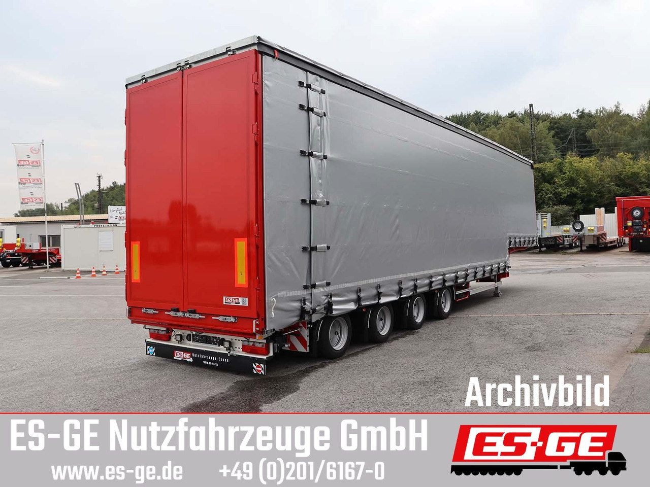 ES-GE 4-Achs-Satteltieflader mit Curtainsider-Aufbau - Нискорамна площадка полуремарке: снимка 3 ES-GE 4-Achs-Satteltieflader mit Curtainsider-Aufbau - Нискорамна площадка полуремарке: снимка 3