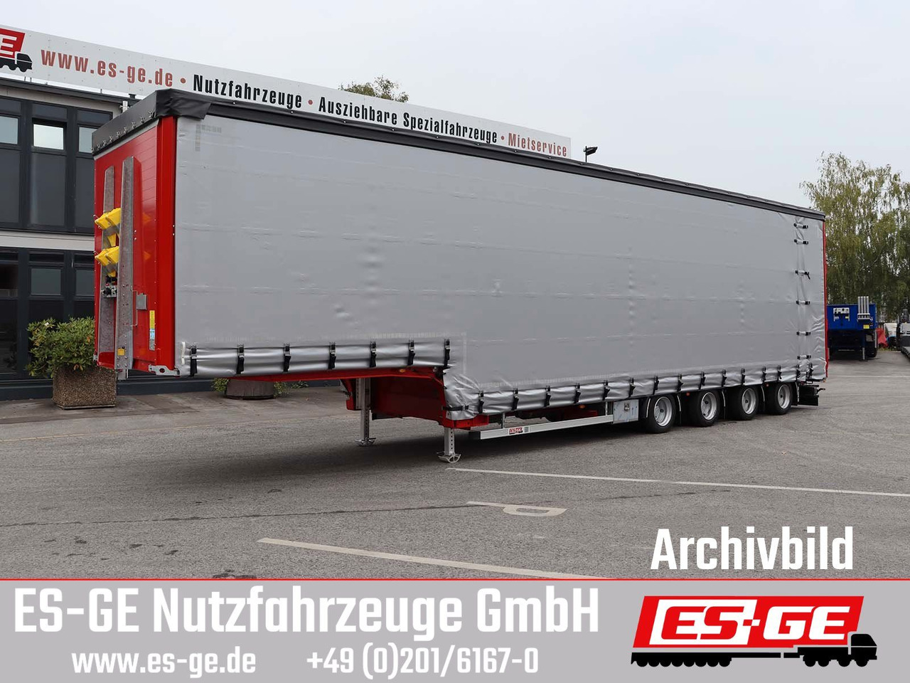 ES-GE 4-Achs-Satteltieflader mit Curtainsider-Aufbau - Нискорамна площадка полуремарке: снимка 2 ES-GE 4-Achs-Satteltieflader mit Curtainsider-Aufbau - Нискорамна площадка полуремарке: снимка 2