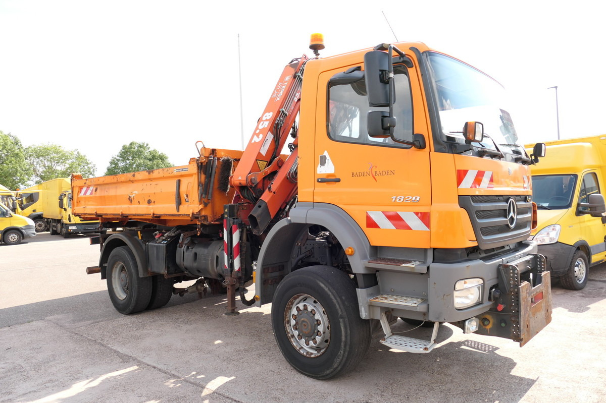 MERCEDES-BENZ 1828 AK Kran Axor-R Atlas 85.2 Kipper Winterdien - Самосвал камион, Камион с кран: снимка 1 MERCEDES-BENZ 1828 AK Kran Axor-R Atlas 85.2 Kipper Winterdien - Самосвал камион, Камион с кран: снимка 1