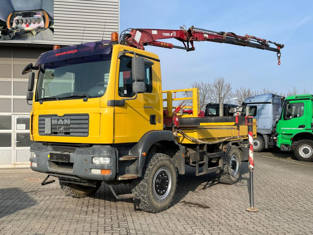 MAN TG-M 18.280 4x4 Pritsche Kran Singelreifen Funkfernbedienung - Бордови камион, Камион с кран: снимка 1 MAN TG-M 18.280 4x4 Pritsche Kran Singelreifen Funkfernbedienung - Бордови камион, Камион с кран: снимка 1