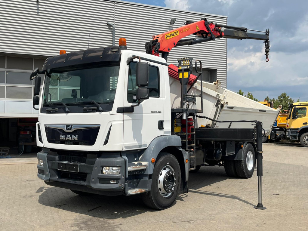 MAN TG-M 18.340 4x2  2-Achs Kipper Kran Palf. PK 13001 KA - Самосвал камион, Камион с кран: снимка 1 MAN TG-M 18.340 4x2  2-Achs Kipper Kran Palf. PK 13001 KA - Самосвал камион, Камион с кран: снимка 1