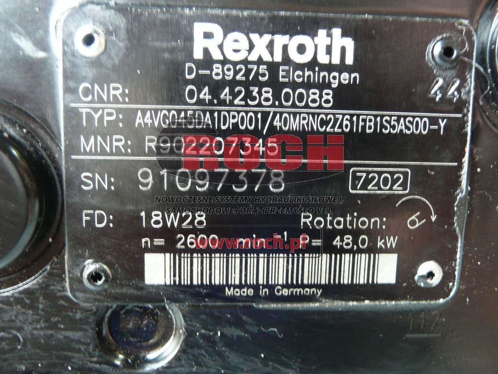 REXROTH A4VGO45DA1DP001/40MRNC2761FB1S5AS00-Y - Хидравлична помпа: снимка 2 REXROTH A4VGO45DA1DP001/40MRNC2761FB1S5AS00-Y - Хидравлична помпа: снимка 2