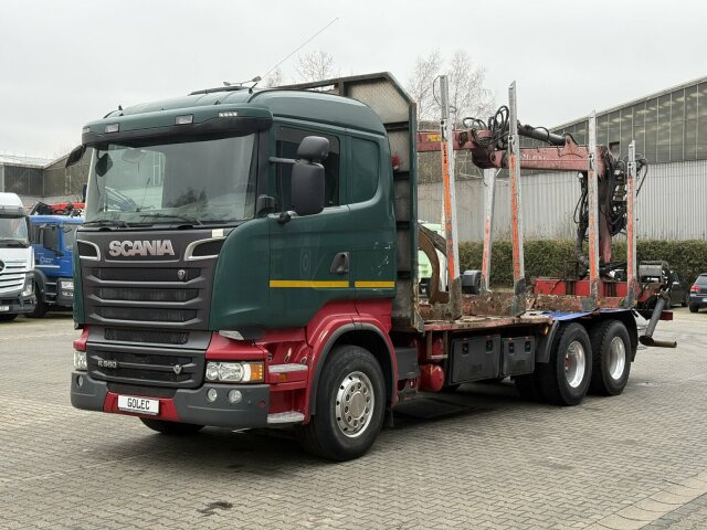 Камион за дърва, Камион с кран Scania R560 6x4 Holztransport Kran LOGLIFT HIAB 140S79R: снимка 12
