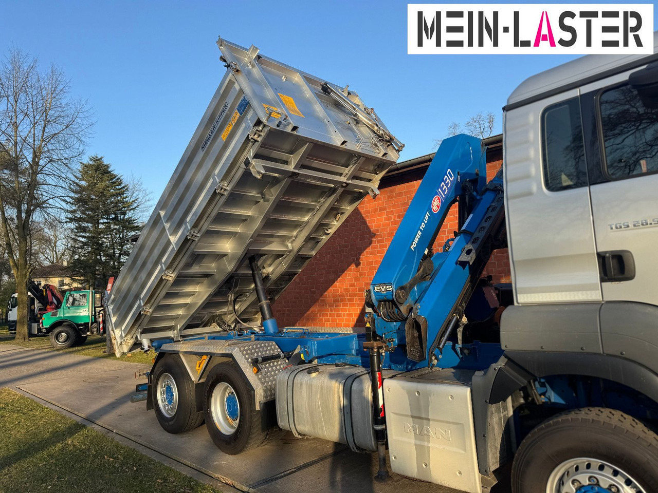 MAN Aufbau Meiller Bordmatik + HMF 1330 K4 15m Funk - Самосвал камион, Камион с кран: снимка 2 MAN Aufbau Meiller Bordmatik + HMF 1330 K4 15m Funk - Самосвал камион, Камион с кран: снимка 2