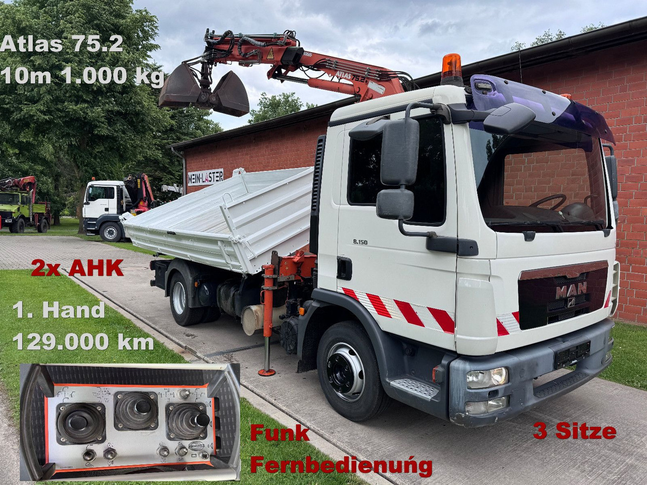 MAN TGL 8.150 3 S-Kipper Atlas 75 10m -1t. Funk FB - Бус самосвал: снимка 1 MAN TGL 8.150 3 S-Kipper Atlas 75 10m -1t. Funk FB - Бус самосвал: снимка 1