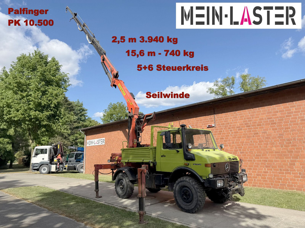 Unimog U 1650 PK 10500 Kran 15 m max. 3,9 t Seilwinde - Камион с кран: снимка 1 Unimog U 1650 PK 10500 Kran 15 m max. 3,9 t Seilwinde - Камион с кран: снимка 1