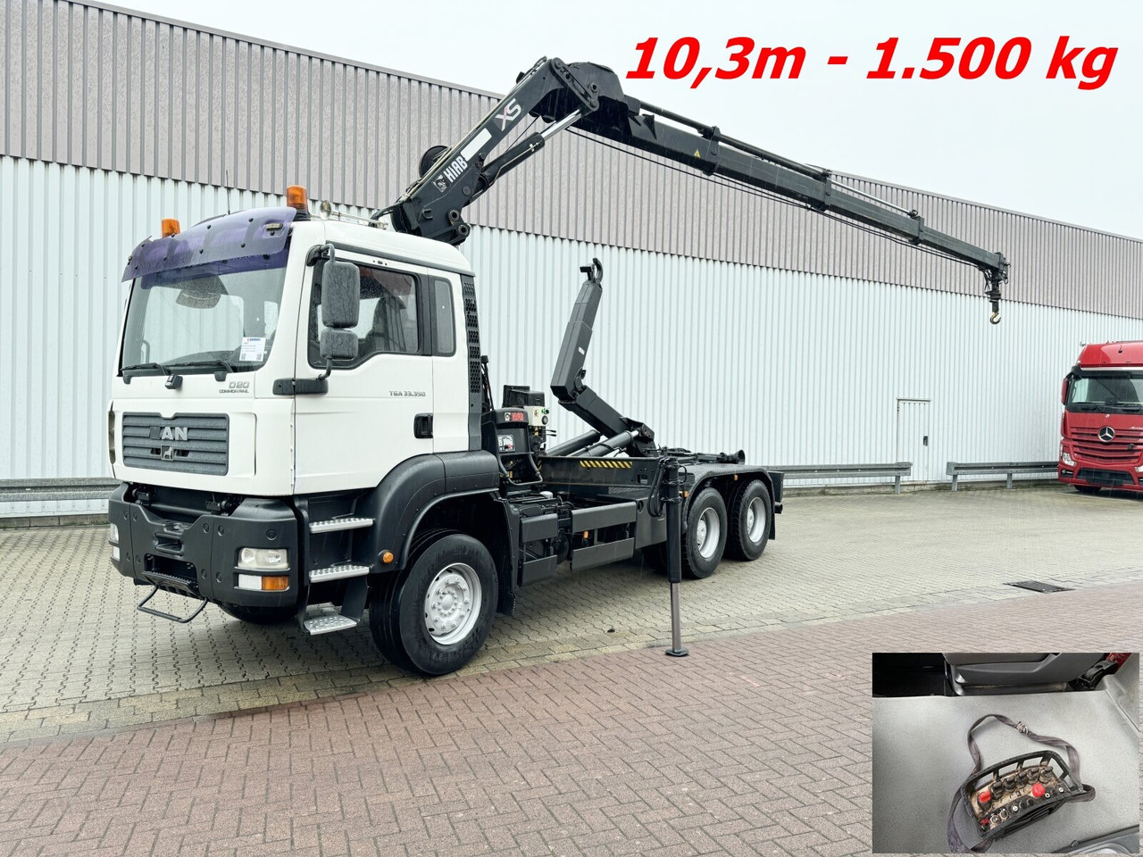 MAN TGA 33.350 6X4 BB TGA 33.350 6X4 BB mit Kran Hiab 166 E-3 HiDuo, Funk - Мултилифт с кука камион, Камион с кран: снимка 1 MAN TGA 33.350 6X4 BB TGA 33.350 6X4 BB mit Kran Hiab 166 E-3 HiDuo, Funk - Мултилифт с кука камион, Камион с кран: снимка 1