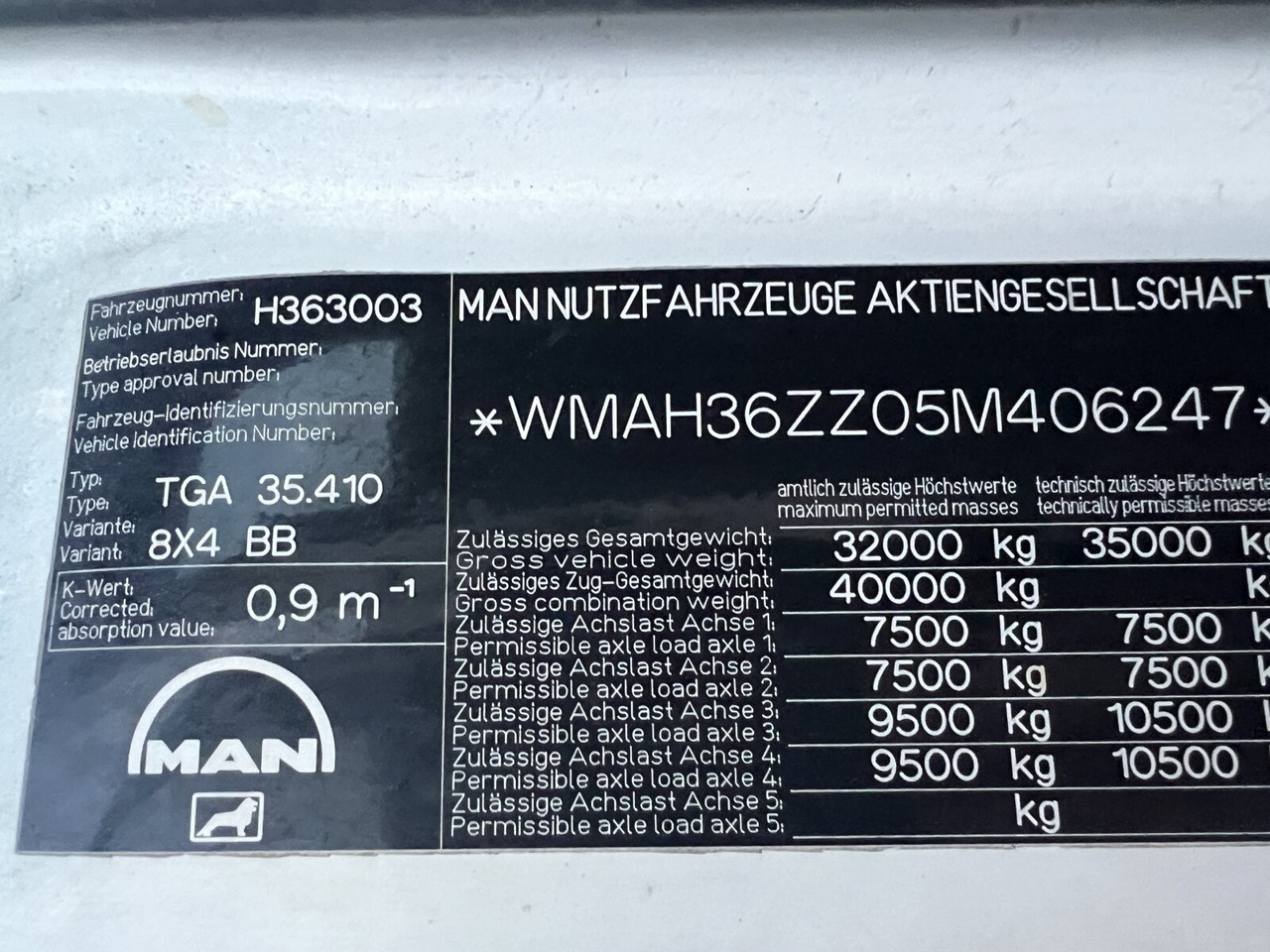 Бетоновоз MAN TGA 35.410 8x4 BB TGA 35.410 8x4 BB, Betonmischer Karrena 10m³: снимка 6