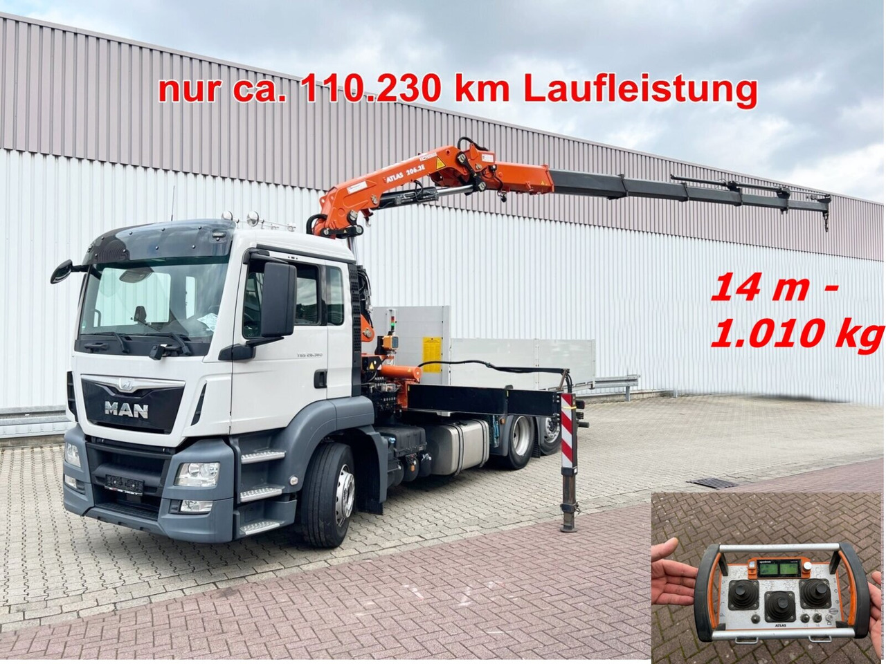 MAN TGS 26.360/400 6x2-4 BL TGS 26.360/400 6x2-4 BL, Lenk-/Lift, Kran Atlas AK 206.3E A5, Funk - Камион с кран, Бордови камион: снимка 1 MAN TGS 26.360/400 6x2-4 BL TGS 26.360/400 6x2-4 BL, Lenk-/Lift, Kran Atlas AK 206.3E A5, Funk - Камион с кран, Бордови камион: снимка 1