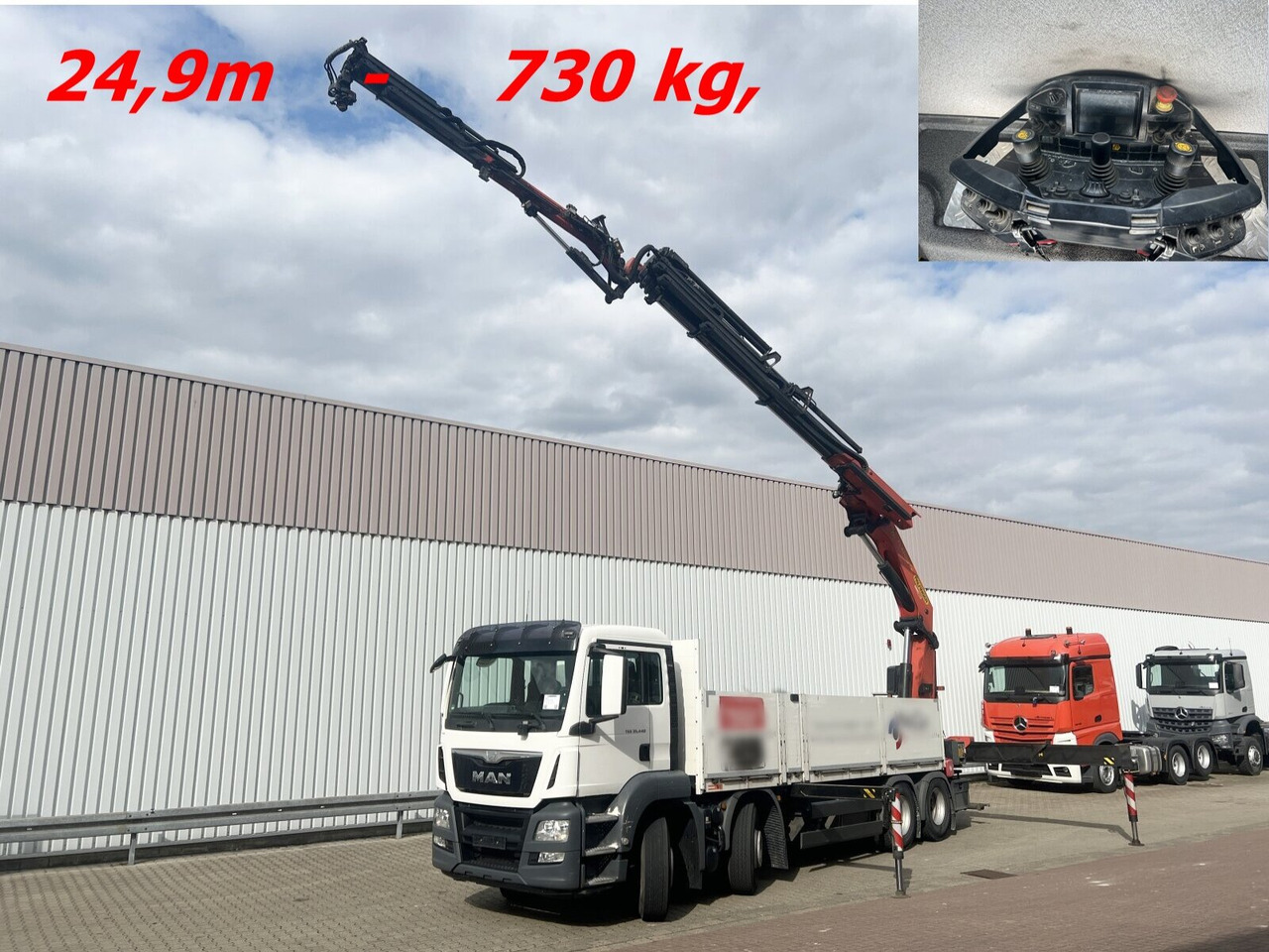 MAN TGS 35.440 8x4 BL TGS 35.440 8x4 BL, Navi, Heckkran Palfinger PK42002 SH-F + Jip PJ 060 B, 24,9m-730kg, Funk - Камион с кран, Бордови камион: снимка 1 MAN TGS 35.440 8x4 BL TGS 35.440 8x4 BL, Navi, Heckkran Palfinger PK42002 SH-F + Jip PJ 060 B, 24,9m-730kg, Funk - Камион с кран, Бордови камион: снимка 1