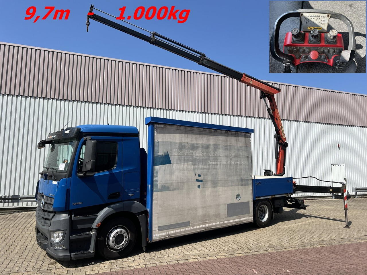 Mercedes-Benz Antos 1836 L 4x2 Antos 1836 L 4x2, Glastransporter, Heckkran Palfinger Pk 12002-EH, Funk - Камион с кран: снимка 1 Mercedes-Benz Antos 1836 L 4x2 Antos 1836 L 4x2, Glastransporter, Heckkran Palfinger Pk 12002-EH, Funk - Камион с кран: снимка 1