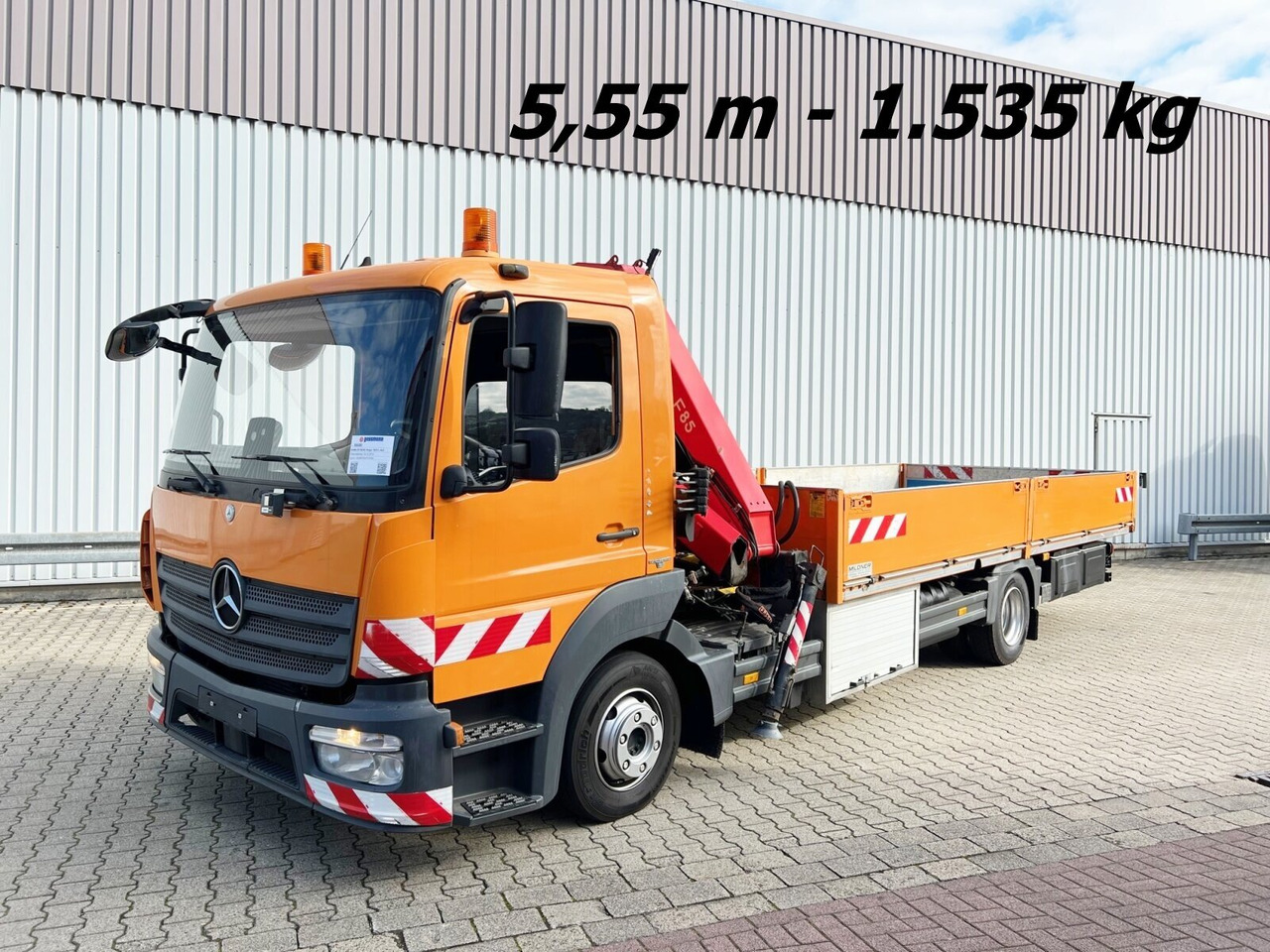 Mercedes-Benz Atego 1023 L 4x2 Atego 1023 L 4x2 mit Kran Fassi F85B.0.21 - Камион с кран, Бордови камион: снимка 1 Mercedes-Benz Atego 1023 L 4x2 Atego 1023 L 4x2 mit Kran Fassi F85B.0.21 - Камион с кран, Бордови камион: снимка 1