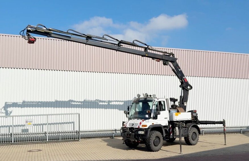 Unimog U400 4x4 U400 4x4, Frontzapfwelle, Heckkran Hiab XS 144-E4 HiDuo, Seilwinde, Funk - Автокран: снимка 1 Unimog U400 4x4 U400 4x4, Frontzapfwelle, Heckkran Hiab XS 144-E4 HiDuo, Seilwinde, Funk - Автокран: снимка 1