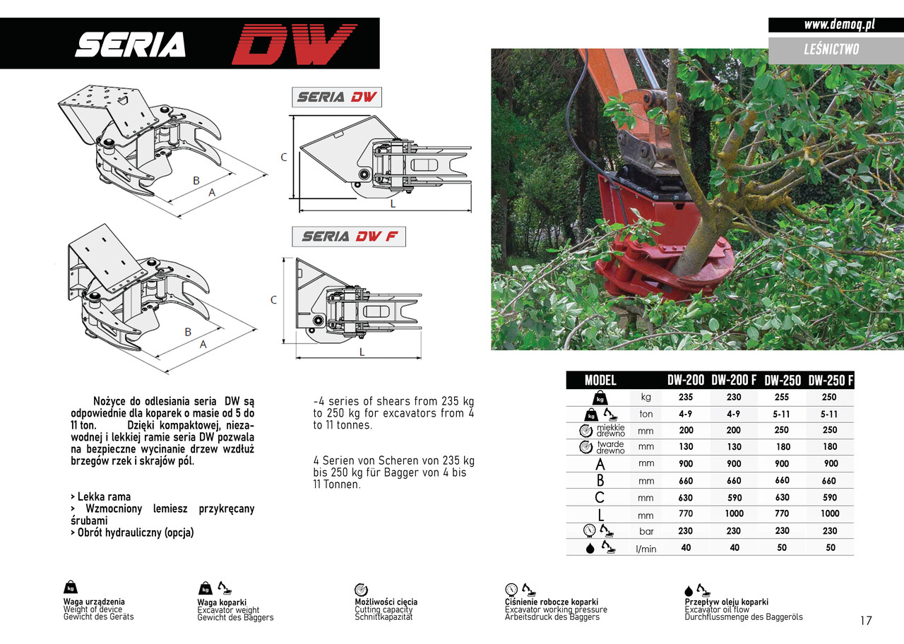 DEMOQ DW250 F De-forestation shear 250 kg - Грайфер за Строителна техника: снимка 3 DEMOQ DW250 F De-forestation shear 250 kg - Грайфер за Строителна техника: снимка 3