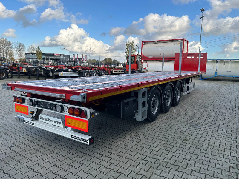 Kässbohrer NEU Heavy-Duty Platform, Heckbündig, Twistlocks (1x 40FT / 2x 20FT), ADR (EX/II, EX/III, FL, AT), Rungtasschen, Scheibebremsen - Бордово полуремарке/ Платформа: снимка 3 Kässbohrer NEU Heavy-Duty Platform, Heckbündig, Twistlocks (1x 40FT / 2x 20FT), ADR (EX/II, EX/III, FL, AT), Rungtasschen, Scheibebremsen - Бордово полуремарке/ Платформа: снимка 3