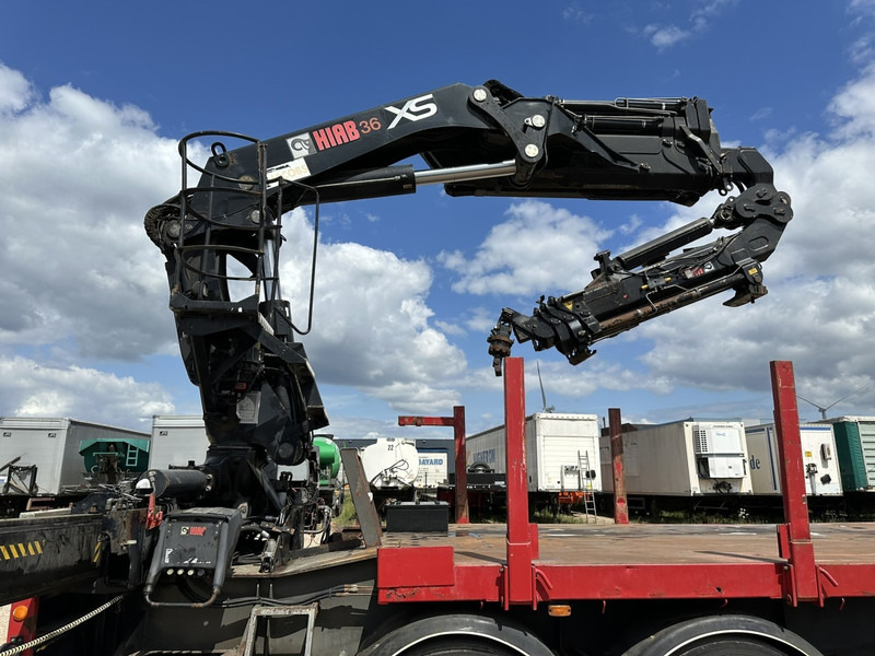 Бордово полуремарке/ Платформа Kwb 2-AXLES PLATFORM + CRANE + HIAB 377 E-4 HIPRO + JIB 100X-3 + RADIO + ROTATOR - SAF axles - AIR SUSPENISION - BELGIAN REG.: снимка 7