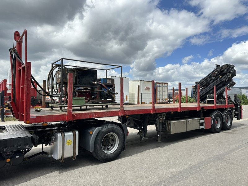 Бордово полуремарке/ Платформа Kwb 2-AXLES PLATFORM + CRANE + HIAB 377 E-4 HIPRO + JIB 100X-3 + RADIO + ROTATOR - SAF axles - AIR SUSPENISION - BELGIAN REG.: снимка 12