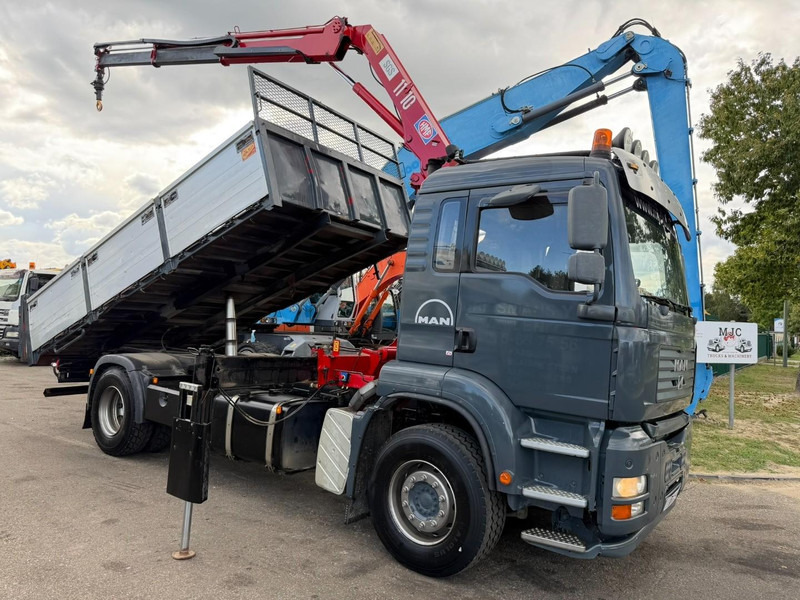 MAN TGA 18.350 4x2 TIPPER + CRANE HMF 1110 K2 + ROTATOR - STEEL SPRING / BLATT / BALLESTAS / LAMES - BE TRUCK - Самосвал камион, Камион с кран: снимка 1 MAN TGA 18.350 4x2 TIPPER + CRANE HMF 1110 K2 + ROTATOR - STEEL SPRING / BLATT / BALLESTAS / LAMES - BE TRUCK - Самосвал камион, Камион с кран: снимка 1