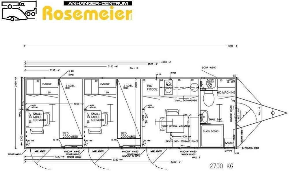 ROSEMEIER EW TA-NO Mannschaftswagen 737 Toilettenanhänger - Жилищен контейнер, Ремарке: снимка 2 ROSEMEIER EW TA-NO Mannschaftswagen 737 Toilettenanhänger - Жилищен контейнер, Ремарке: снимка 2