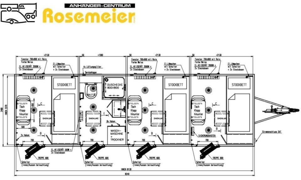 ROSEMEIER VE MOBI 8346 SP Mannschaftswagen - Жилищен контейнер, Ремарке: снимка 2 ROSEMEIER VE MOBI 8346 SP Mannschaftswagen - Жилищен контейнер, Ремарке: снимка 2
