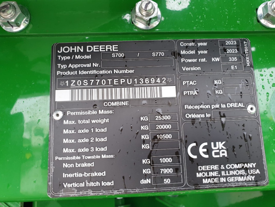 John Deere S770 - Зърнокомбайн: снимка 2 John Deere S770 - Зърнокомбайн: снимка 2