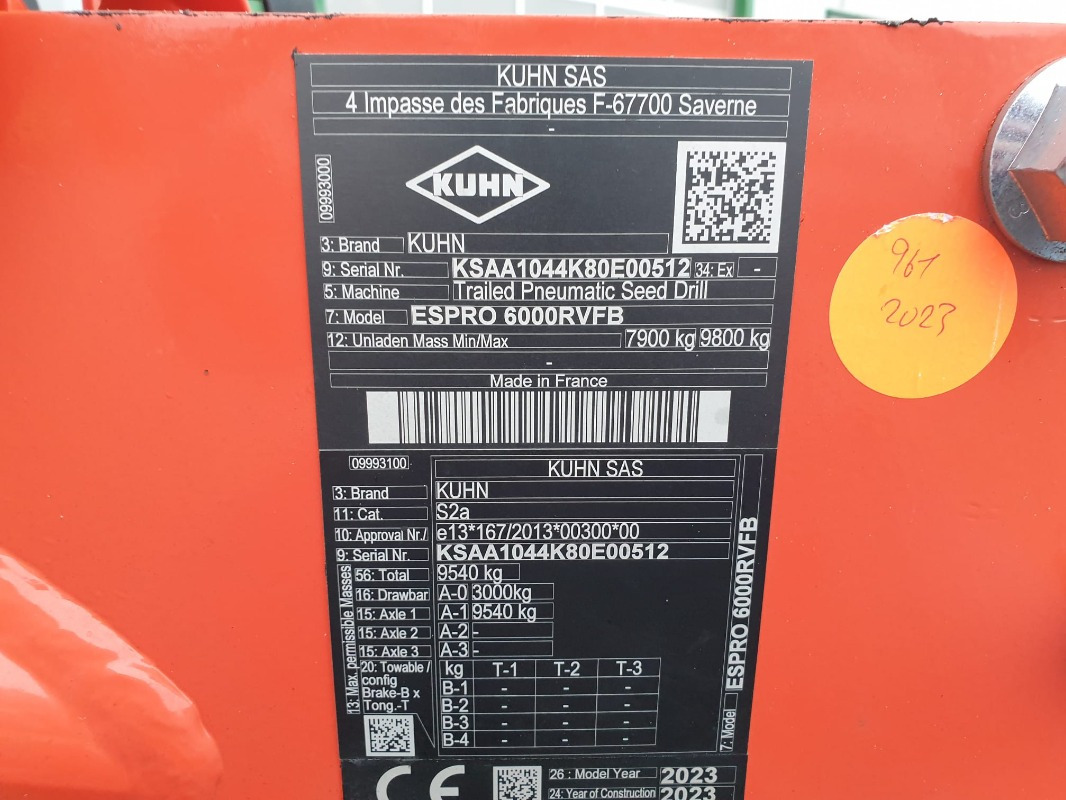 Kuhn ESPRO6000 - Сеялка: снимка 3 Kuhn ESPRO6000 - Сеялка: снимка 3