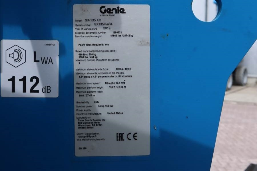 Genie SX135XC Diesel, 43m Working Height, 27.5m Reach, B - Телескопична платформа: снимка 5 Genie SX135XC Diesel, 43m Working Height, 27.5m Reach, B - Телескопична платформа: снимка 5
