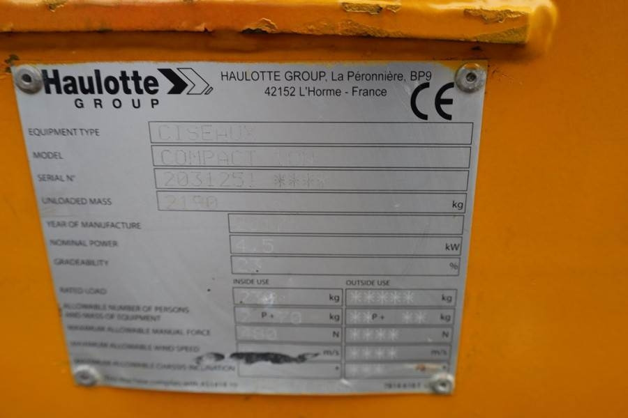 Ножична работна платформа Haulotte Compact 10N Electric, 10m Working Height, 230kg Ca: снимка 7