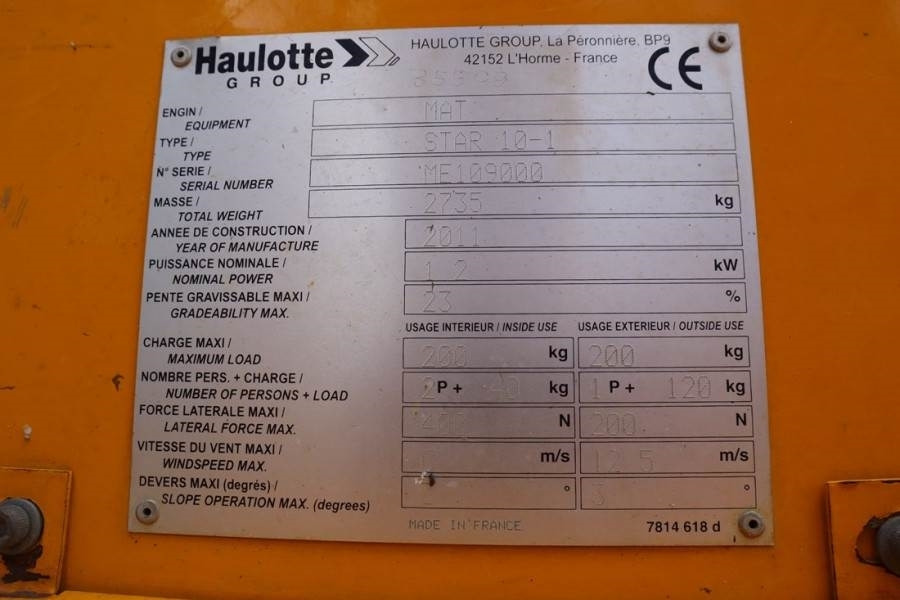 Ножична работна платформа Haulotte STAR 10 Electric, 10m Working Height, 3m Reach, 20: снимка 6