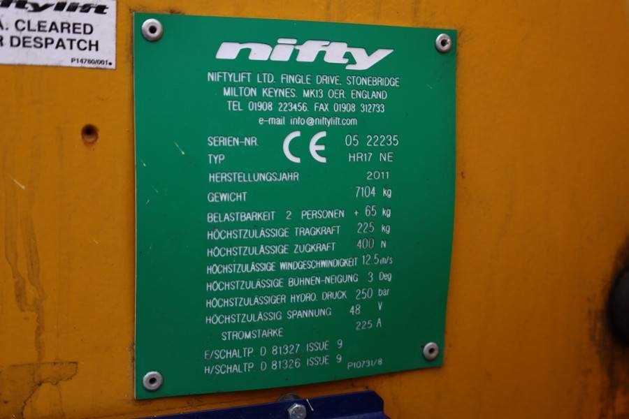 Артикулираща платформа Niftylift HR17NE Electric, 17m Working Height, 9.7m Reach, 2: снимка 6