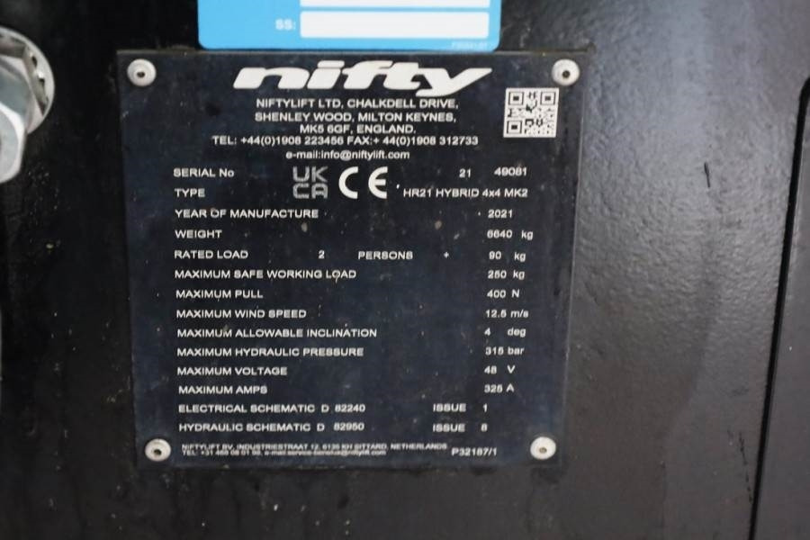 Артикулираща платформа Niftylift HR21 HYBRIDE 4x4 MK2 Hybride, 4x4 Drive, 21m Worki: снимка 7