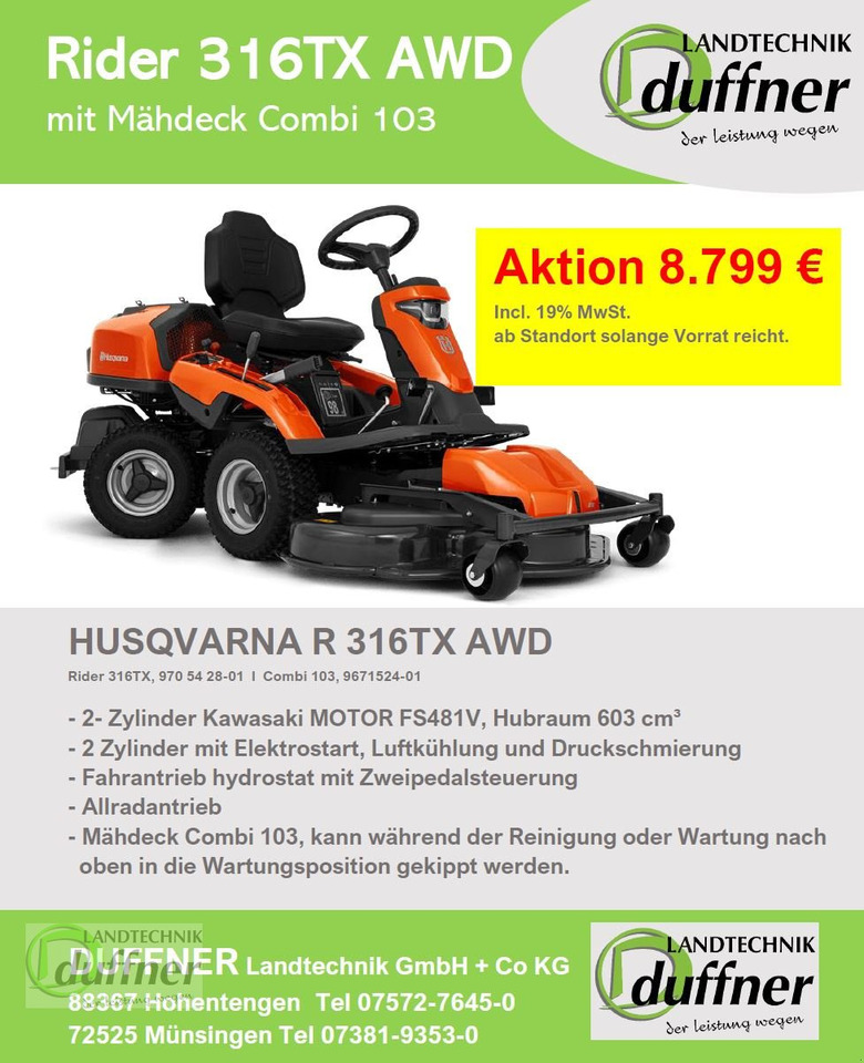 Husqvarna Rider 316TX AWD Allrad - Косачка за трева: снимка 2 Husqvarna Rider 316TX AWD Allrad - Косачка за трева: снимка 2