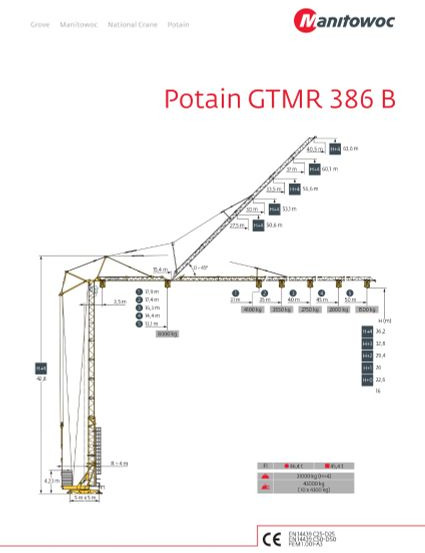 Potain GTMR 386 B - Самоиздигащ се кулокран: снимка 4 Potain GTMR 386 B - Самоиздигащ се кулокран: снимка 4