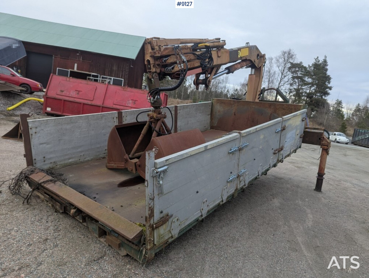 Crane flatbed Palfinger with rotator and bucket - Бордова каросерия, Камион с кран: снимка 3 Crane flatbed Palfinger with rotator and bucket - Бордова каросерия, Камион с кран: снимка 3