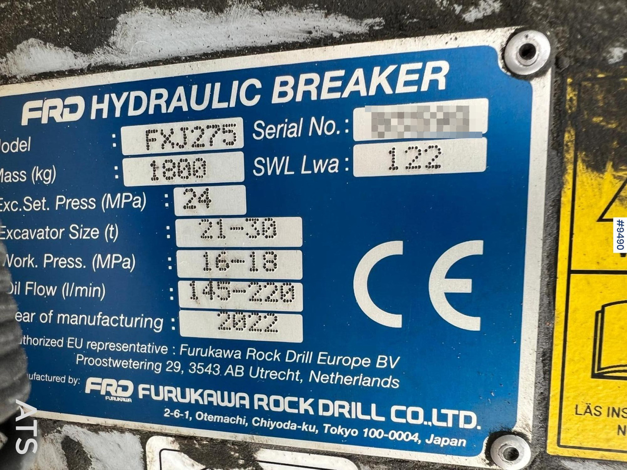 Hydraulic hammer FXJ275 Furukawa Rock drill - Хидравличен чук за Строителна техника: снимка 3 Hydraulic hammer FXJ275 Furukawa Rock drill - Хидравличен чук за Строителна техника: снимка 3