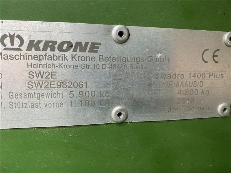 Krone Swadro 1400 plus - Гребло/ Сенообръщачка: снимка 3 Krone Swadro 1400 plus - Гребло/ Сенообръщачка: снимка 3