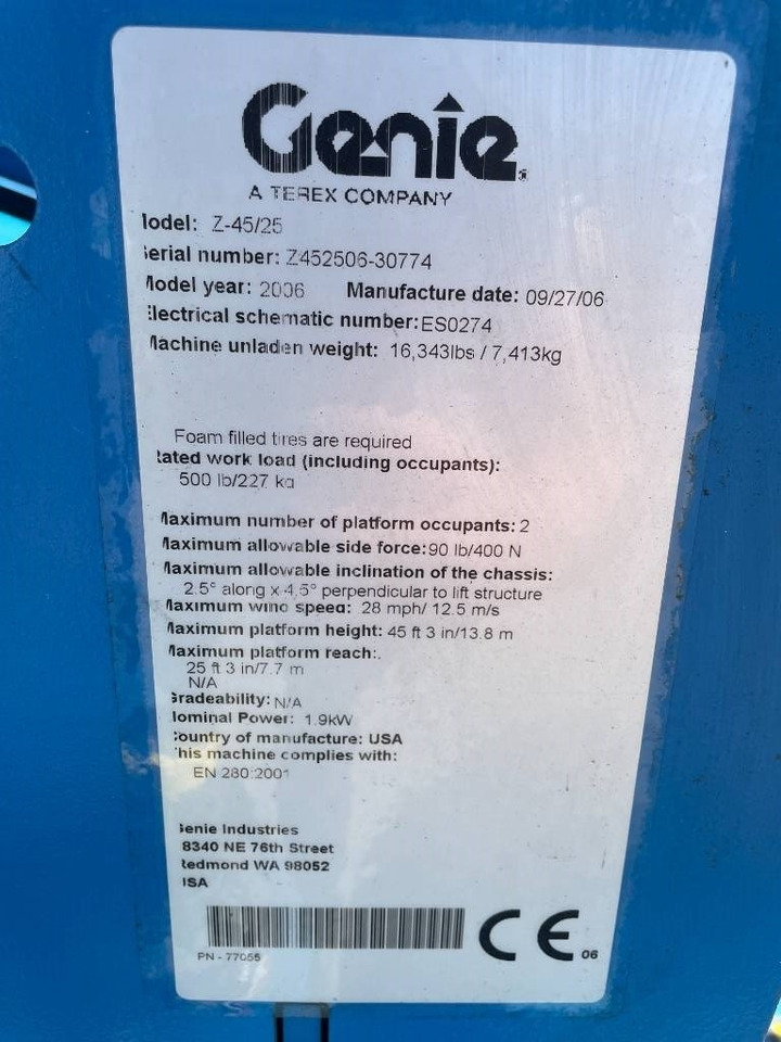 Артикулираща платформа Genie Z 45/25: снимка 8 Артикулираща платформа Genie Z 45/25: снимка 8