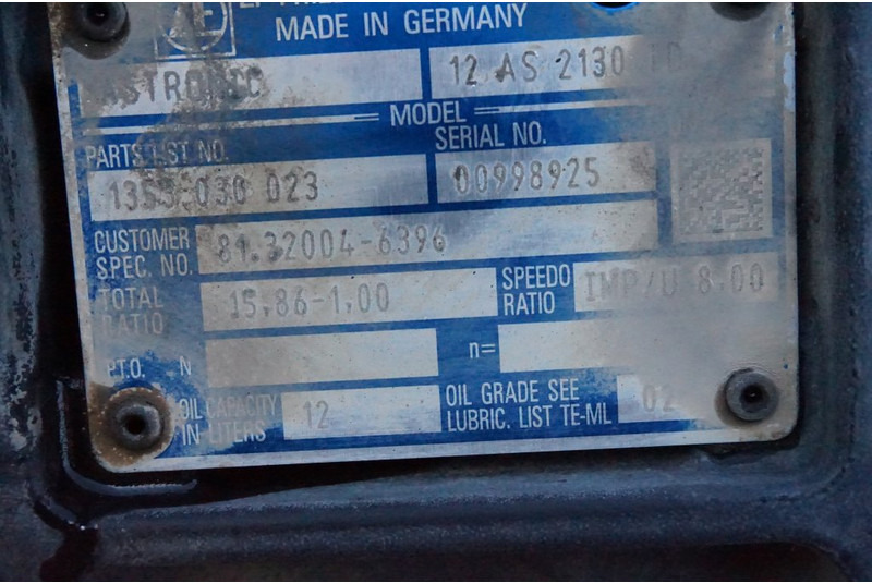 ZF 12AS2130DD TGS 81.32004-6396 - Скоростна кутия за Камион: снимка 5 ZF 12AS2130DD TGS 81.32004-6396 - Скоростна кутия за Камион: снимка 5