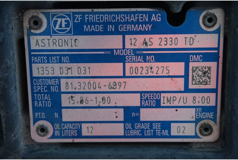 ZF 12AS2330TD 81 32004-6397 - Скоростна кутия за Камион: снимка 5 ZF 12AS2330TD 81 32004-6397 - Скоростна кутия за Камион: снимка 5