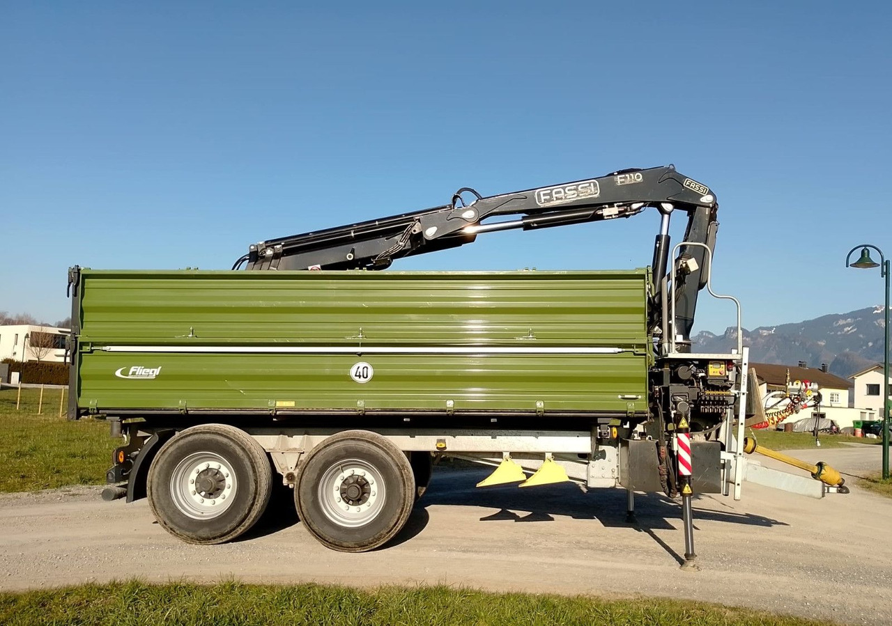 Fliegl TDK160, Agraranhänger, Fassi F110, EU Papiere - Самосвал ремарке: снимка 2 Fliegl TDK160, Agraranhänger, Fassi F110, EU Papiere - Самосвал ремарке: снимка 2