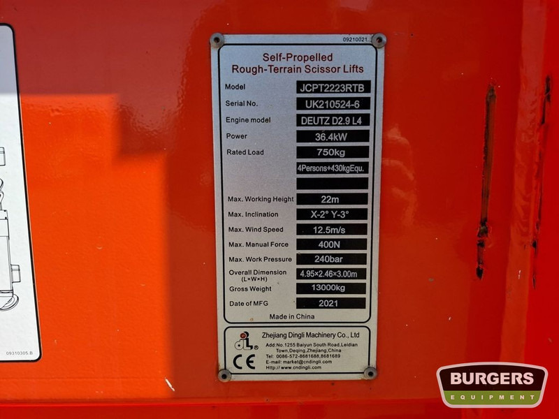 Dingli JCPT2223RTB 4x4 Diesel Schaarhoogwerker 22m - Ножична работна платформа: снимка 5 Dingli JCPT2223RTB 4x4 Diesel Schaarhoogwerker 22m - Ножична работна платформа: снимка 5