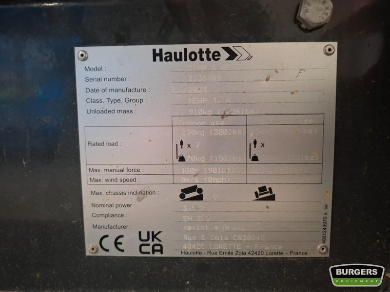 Haulotte Star 6 - Вертикална работна платформа: снимка 5 Haulotte Star 6 - Вертикална работна платформа: снимка 5